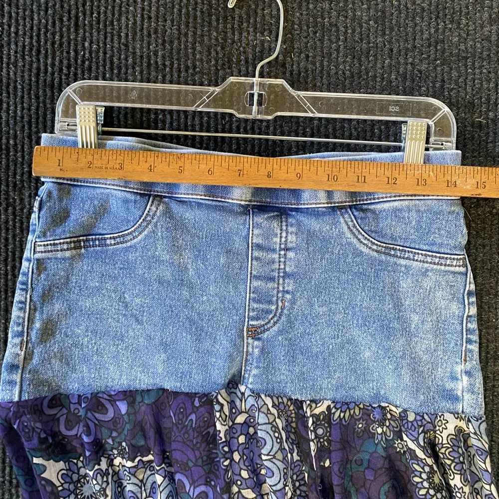 Upcycled No Boundaries Light Blue Denim and Floral Skirt-Size 10 - Picture 8 of 8
